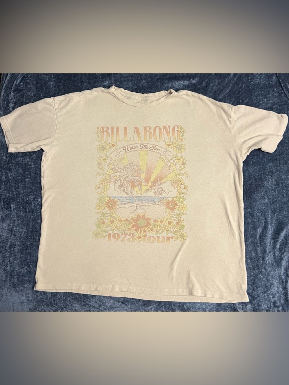 Billabong Cream Graphic Tee with Subtle Print